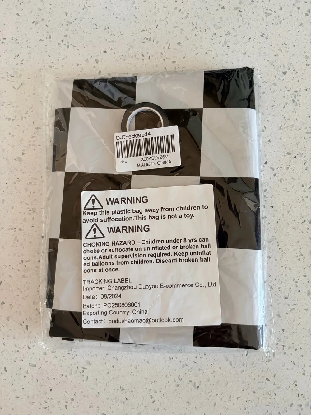 Checkered 40” Number 4 Foil Balloon